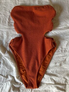 Forever 21 Orange Textured One-Piece Swimsuit